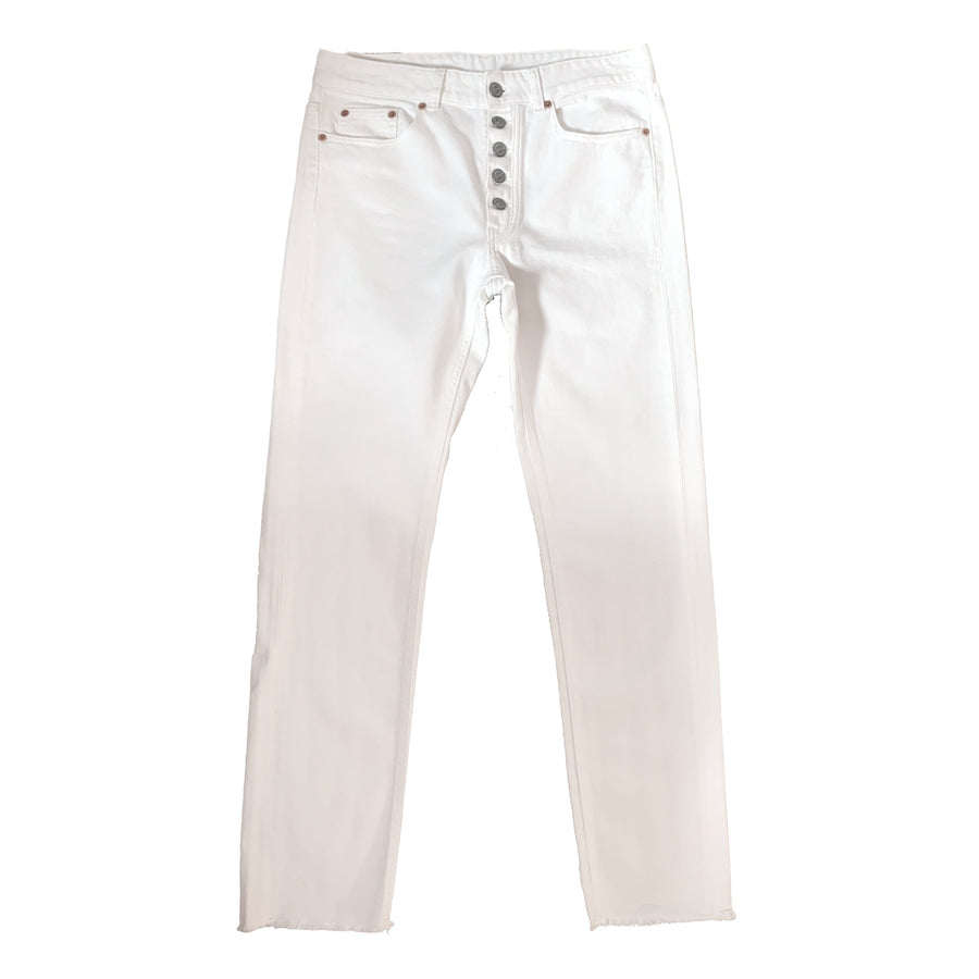 MM6 Maison Margiela White Denim Frayed Hem Jeans - UK 10 - £420