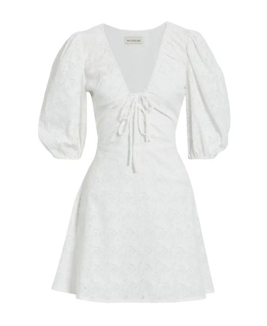 NICHOLAS. White 100% cotton Day dress
