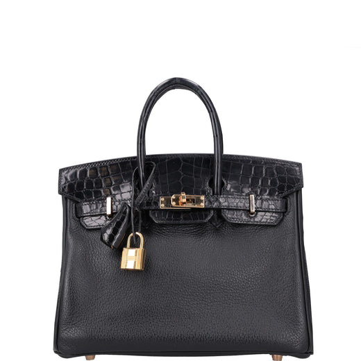 Hermès Birkin 25 Touch Noir – Black Matte Alligator Togo Gold Hardware