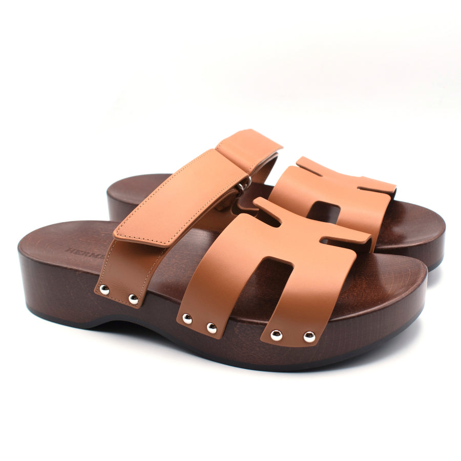 Hermès Calfskin Leather Kos Clogs
