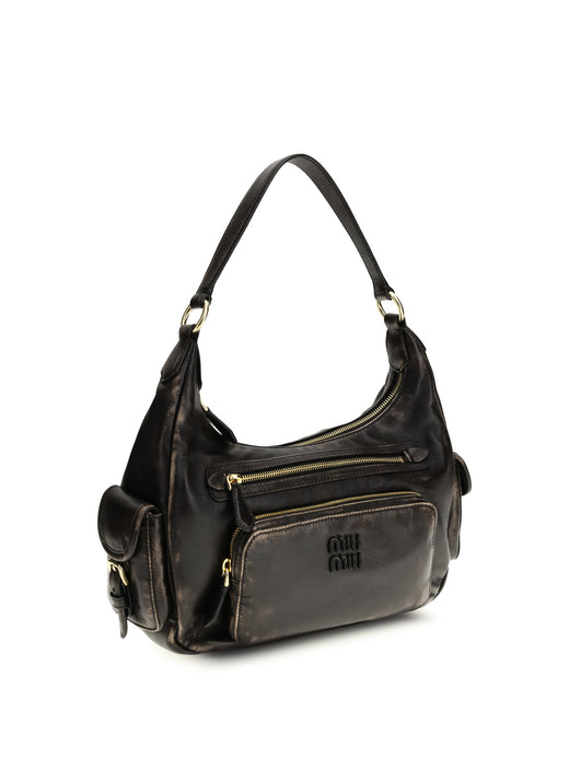 Miu Miu Pocket Shoulder Bag — Brown Calf Leather