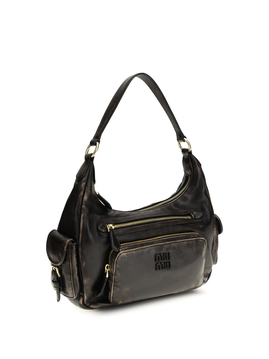 Miu Miu Pocket Shoulder Bag — Brown Calf Leather