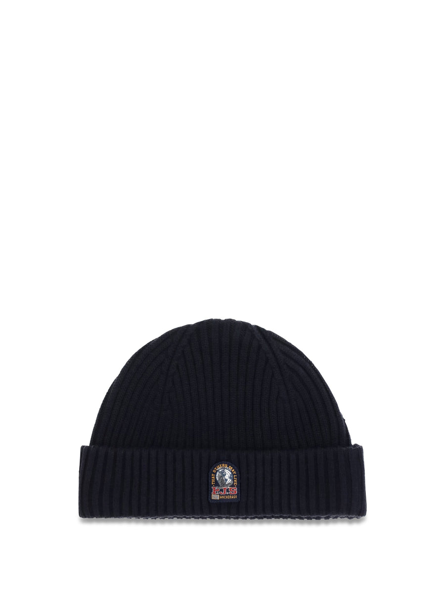 Parajumpers 26wpahaha70pal Ribbed Knit Logo Beanie — Navy Beanies