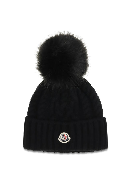 Moncler L20933b00041m4506 Wool And Cashmere Cable-Knit Beanie — Black Beanies
