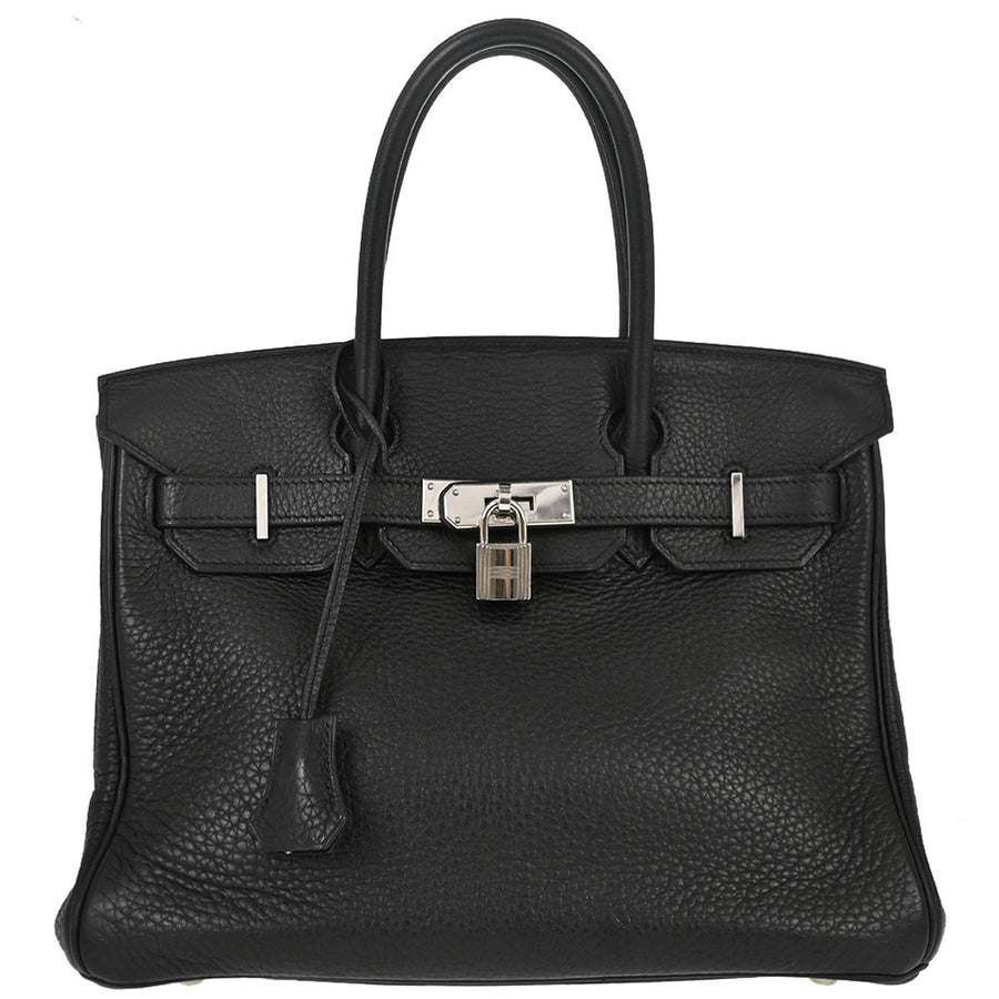 Hermes Birkin Black Clemence With Palladium Hardware Leather Bag
