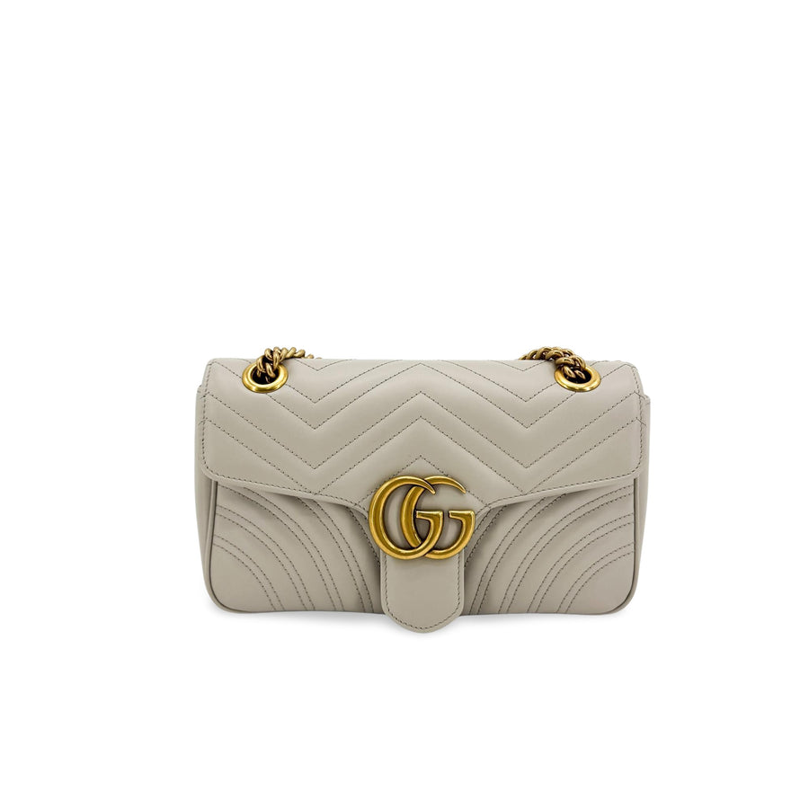 Gucci Gg Marmont Flap Matelasse Leather Gold Bag