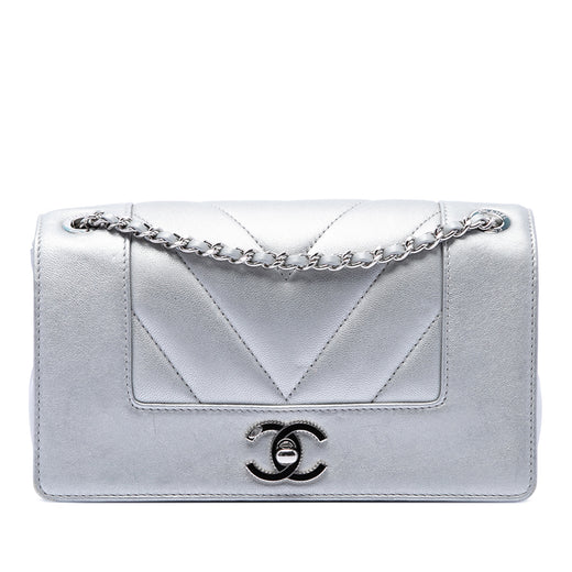 Mini Quilted Chevron Sheepskin Mademoiselle Vintage Flap - Image 1
