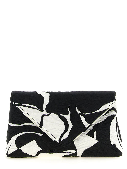 Dries Van Noten Jacquard Graphic Clutch — Black Fabric