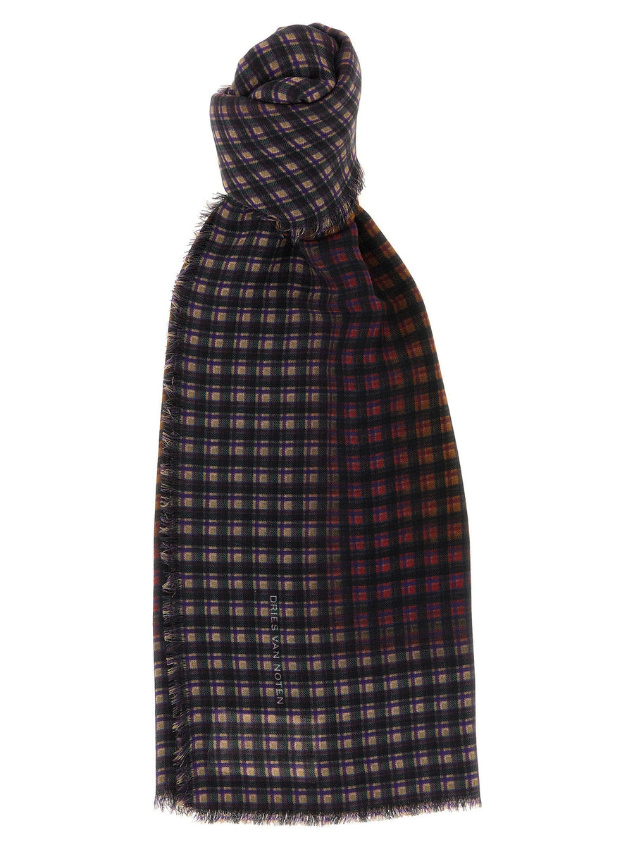 Dries Van Noten Folk Scarf — Black Pure Wool Scarfs