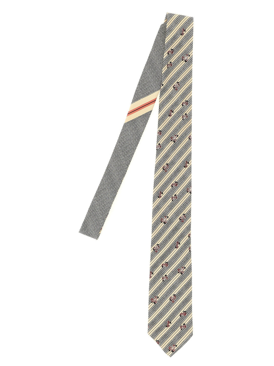 Dries Van Noten Jacquard Silk Diagonal Stripe Necktie — Cream Neckties