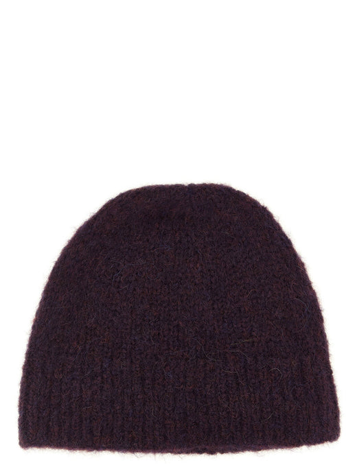 Dries Van Noten Beanie — Burgundy Alpaca And Wool Blend Winter Hats