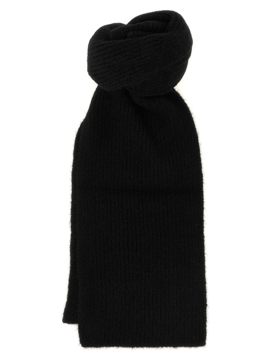 Dries Van Noten Moyson Scarf — Black Alpaca And Merino Wool Blend Scarfs