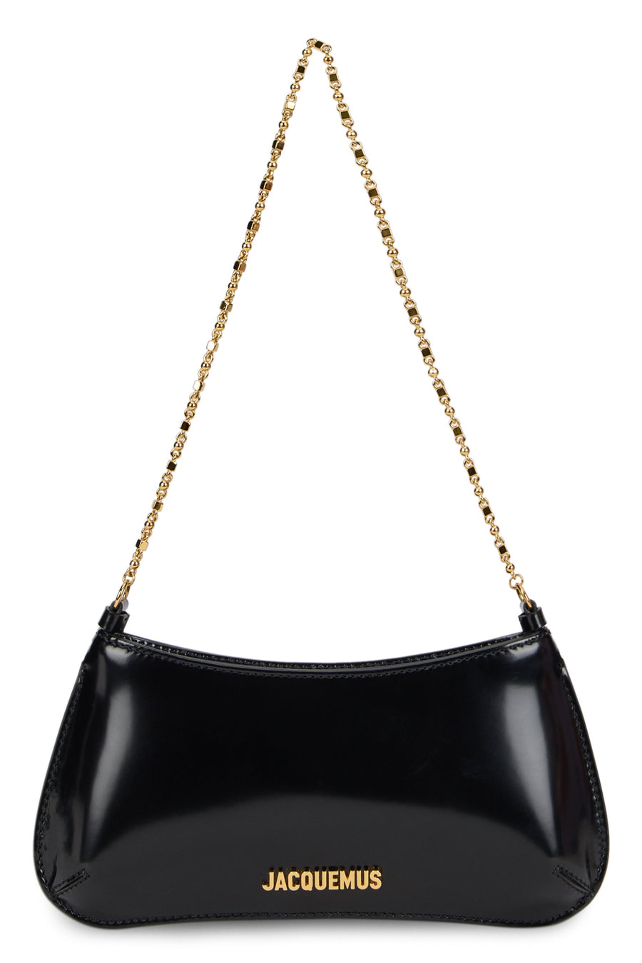 Jacquemus Glossy Calfskin Shoulder Bag — Black