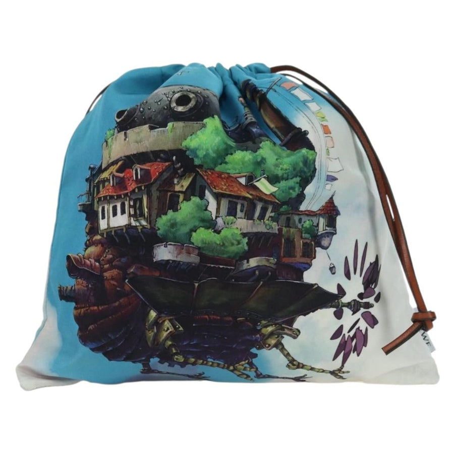 Loewe Paula Drawstring Printed Canvas Blue Bag