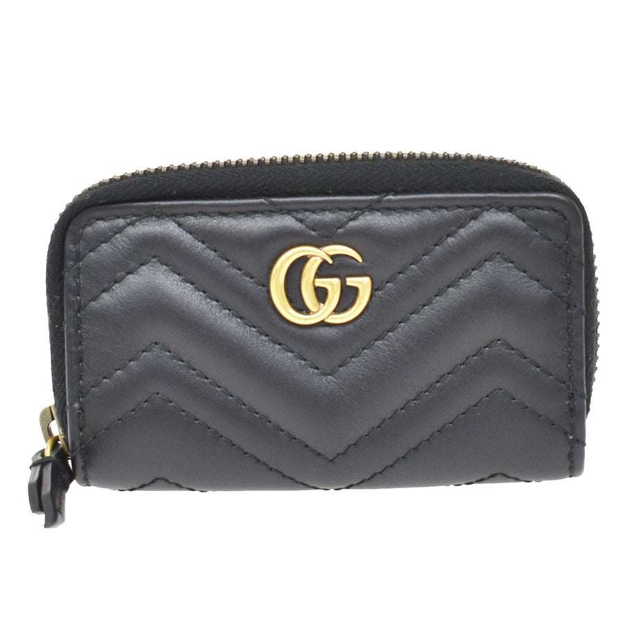 Gucci Gg Marmont Zip Around Matelasse Leather Black Accessory