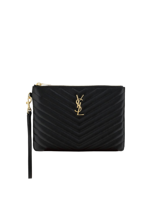 Saint Laurent Clutch — Black Calf Leather Bos Taurus