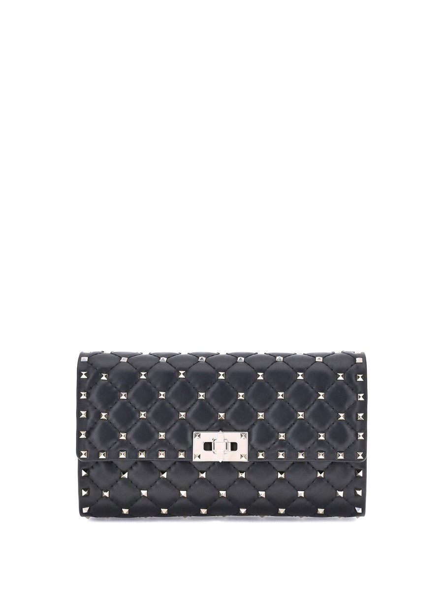 Valentino Garavani Rockstud Spike Shoulder Bag — Black Nappa Leather