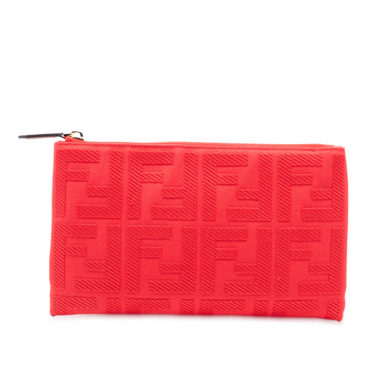 Zucca Embroidered Canvas Zip Pouch - Image 1