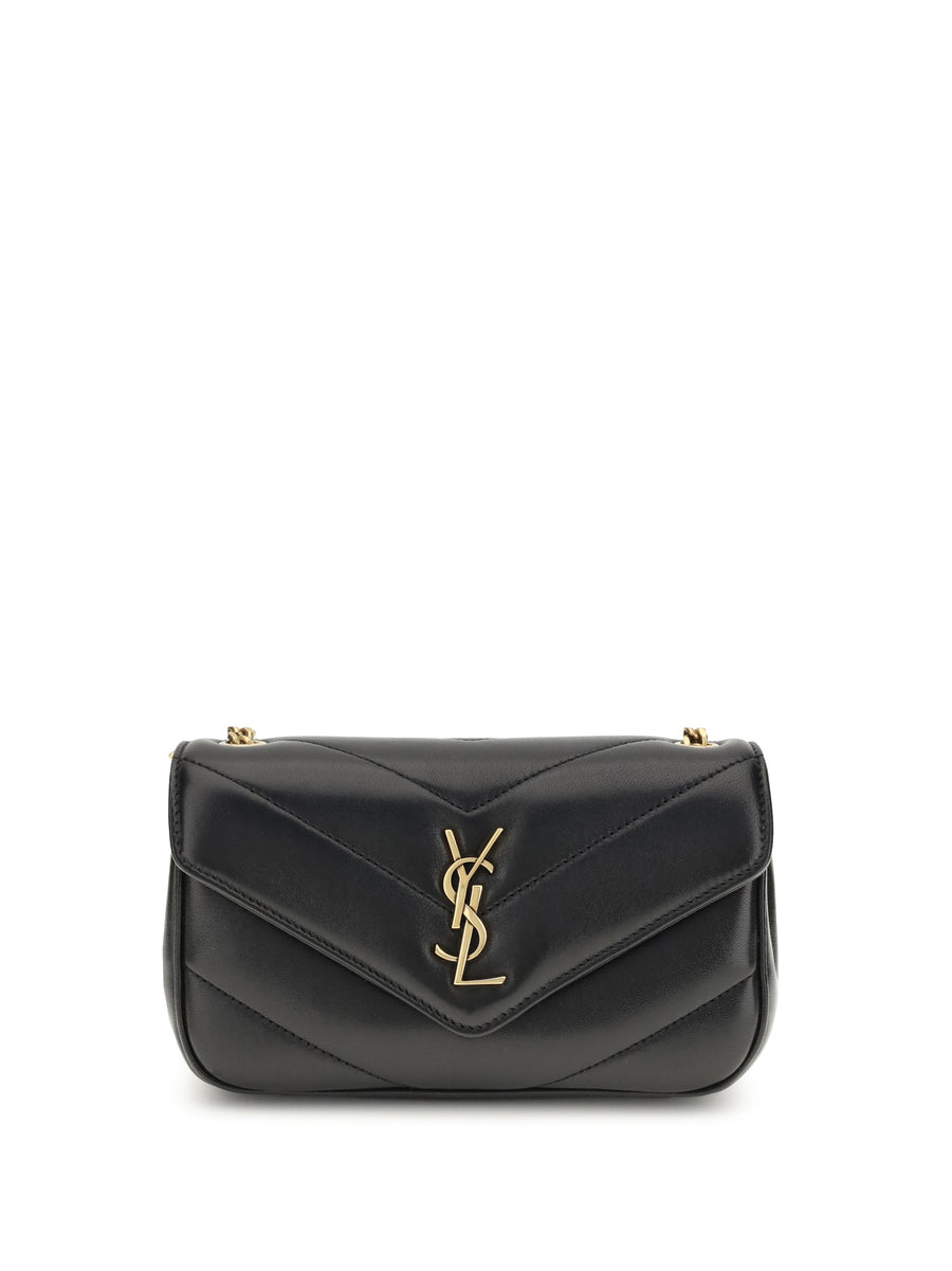 Saint Laurent Lou Mini Shoulder Bag — Black Lamb Ovis Aries