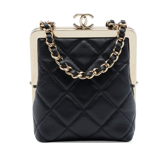 CC Quilted Acrylic and Lambskin Evening Clutch With Chain - Image 1