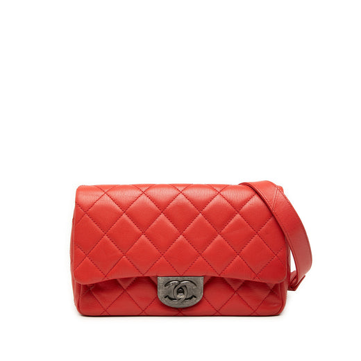 Small Quilted Goatskin Double Carry Waist Chain Flap - Image 1
