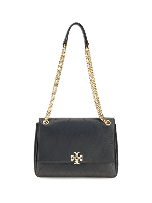 Tory Burch Charlie Shoulder Bag — Black Calf Leather