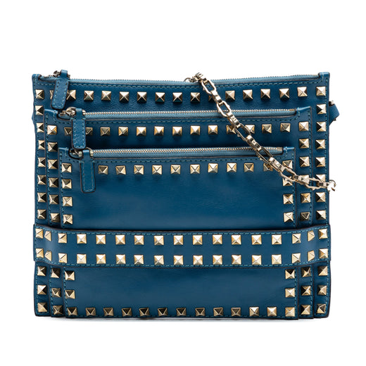 Leather Rockstud Triple Zip Crossbody - Image 1