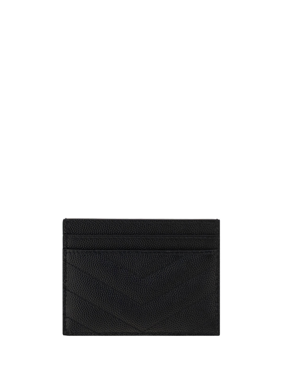 Saint Laurent Quilted Calfskin Card Case — Black Wallets & Purses