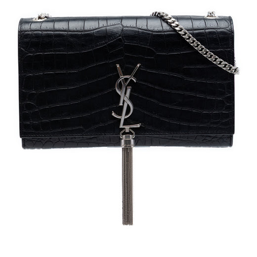 Medium Croc Embossed Leather Kate Tassel Crossbody - Image 1