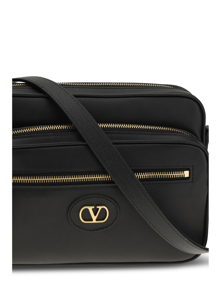 Valentino Garavani Antibes Shoulder Bag — Black Calf Leather