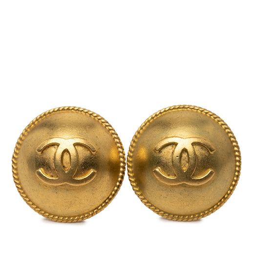CC Gold Plated Round Clip On Earrings - Image 1