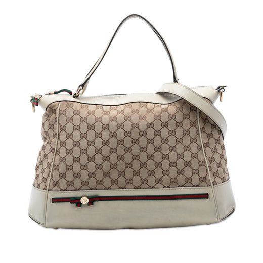 GG Canvas Web Mayfair Satchel - Image 1
