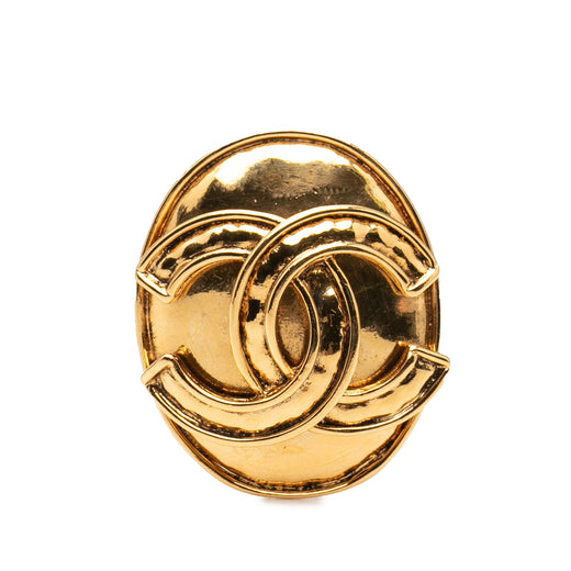 Gold Plated CC Oval Pin Brooch - Image 1
