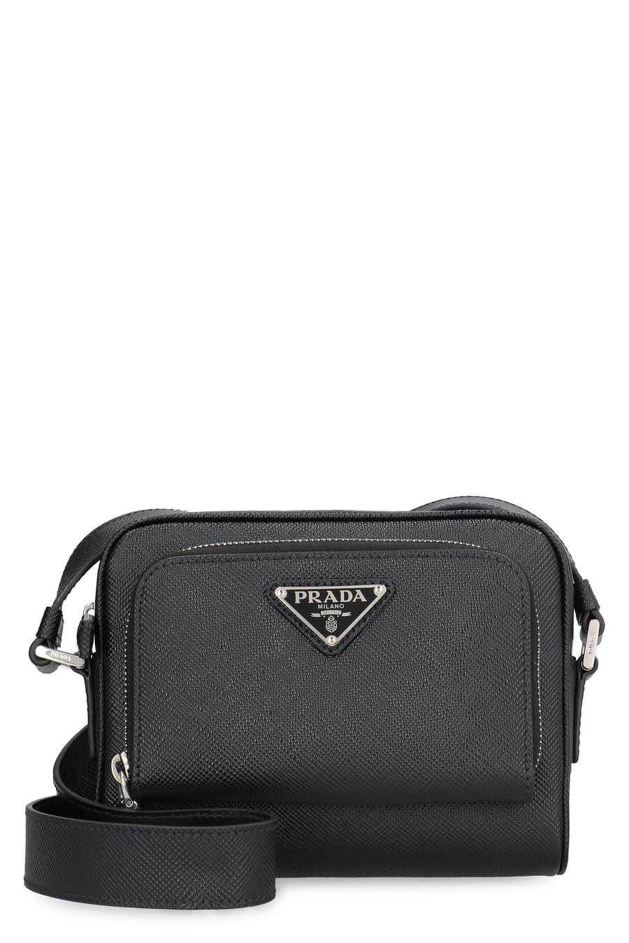 Prada Saffiano Calfskin Crossbody Bag — Black Leather