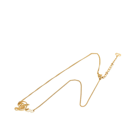 Gold Plated Cursive Logo Pendant Necklace - Image 1