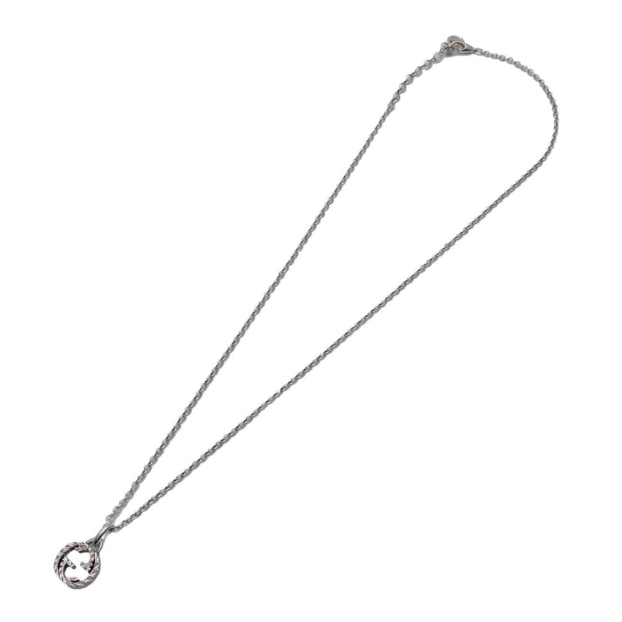 Gucci Engraved Interlocking G Chain Link Pendant Sterling Silver Bijoux