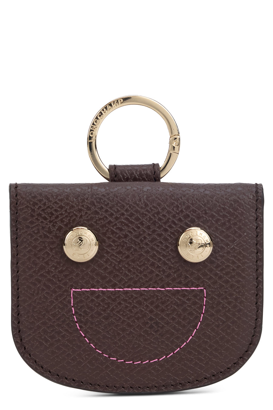 Longchamp Cowhide Leather With Ring Card Holder — Brown Wallets & Purses