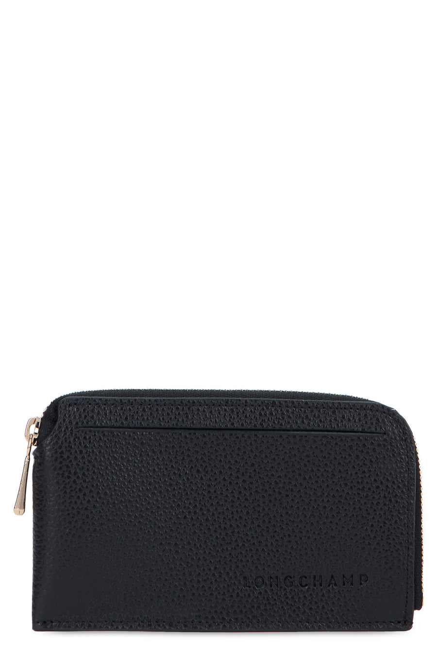 Longchamp Leather Zip Wallet — Black
