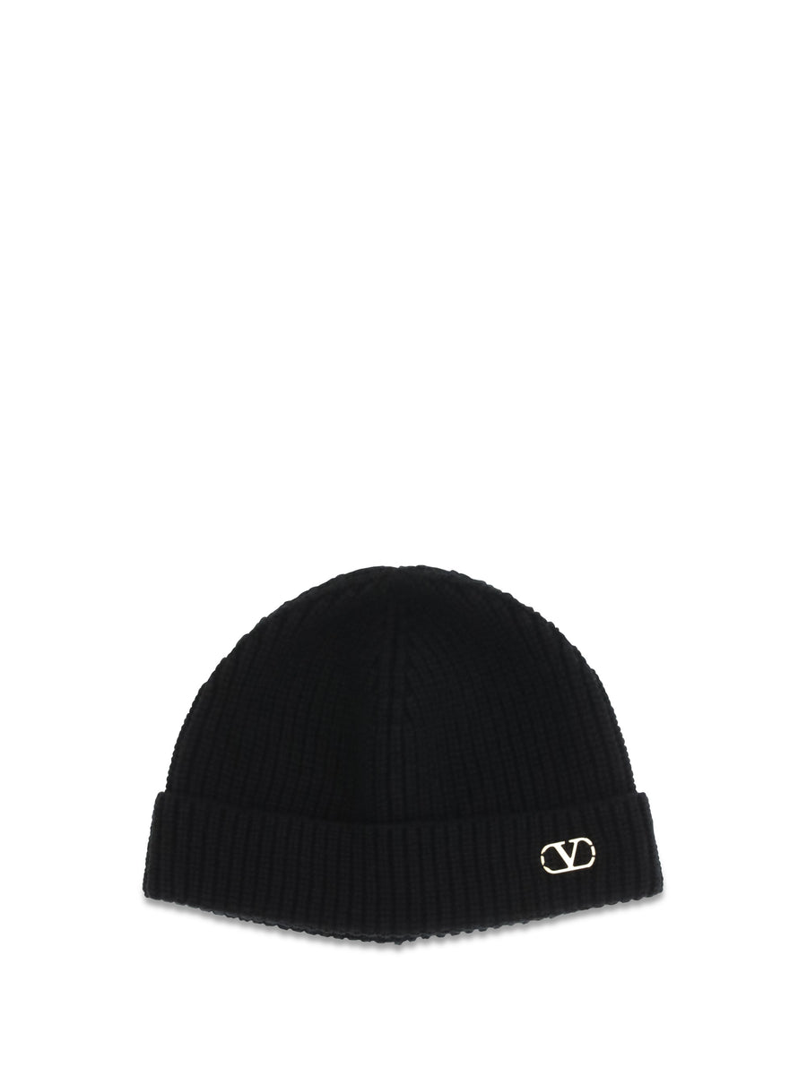 Valentino Garavani 9y2hb02gatz Beanie — Black Cashmere Beanies