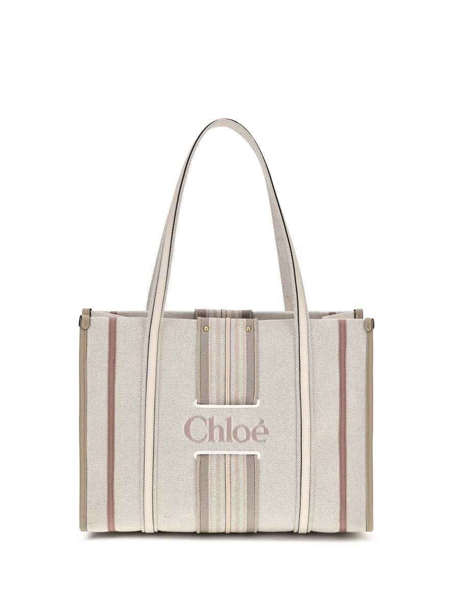 Chloé Woody Loop Tote Bag — Beige Cotton; Viscose