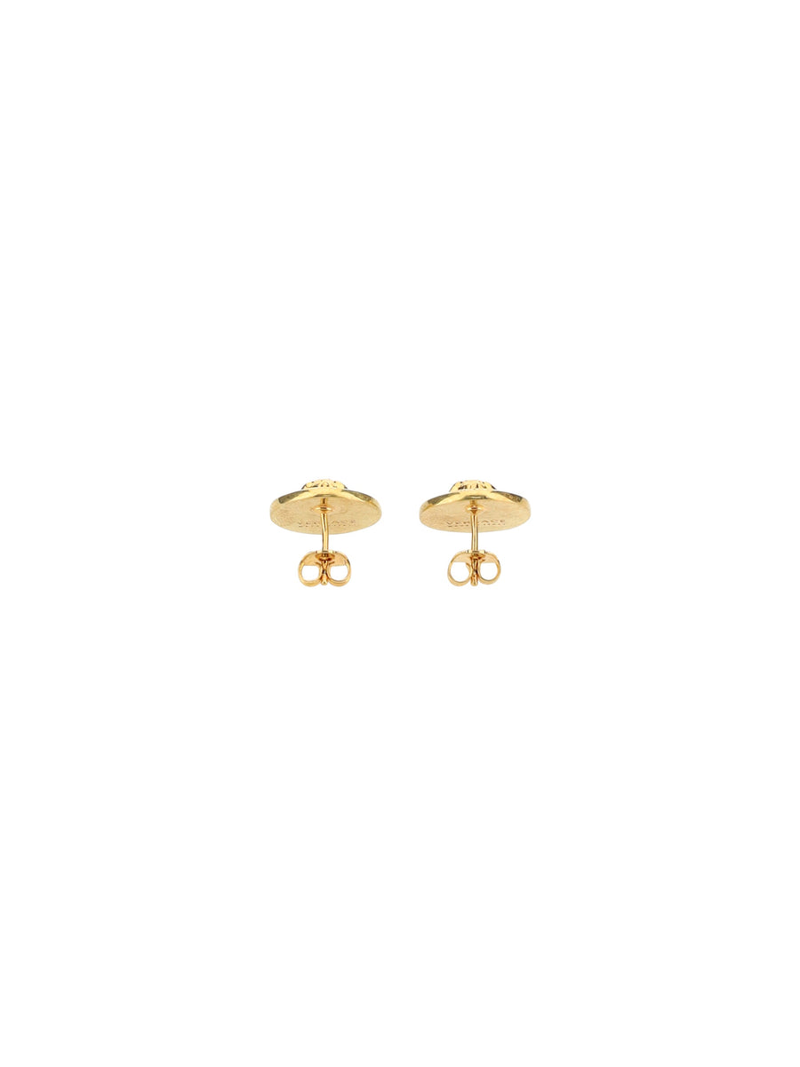 Versace Medusa Logo Gold-Plated Earrings — Gold Metal