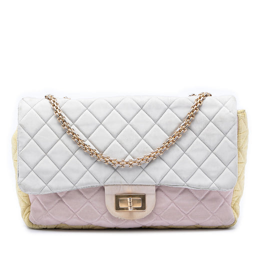 Tricolor Quilted Grosgrain Satin Reissue 2.55 Single Flap 227 - Image 1