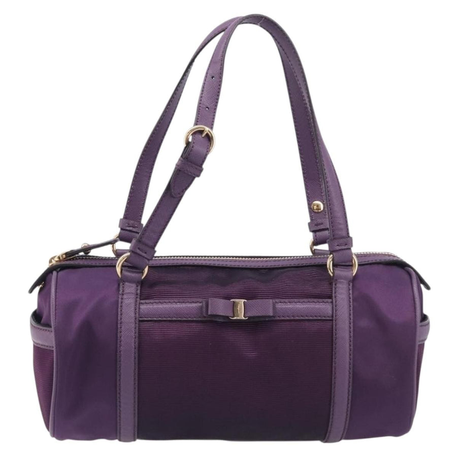 Salvatore Ferragamo Vara Bow Cylinder Bag Nylon Purple