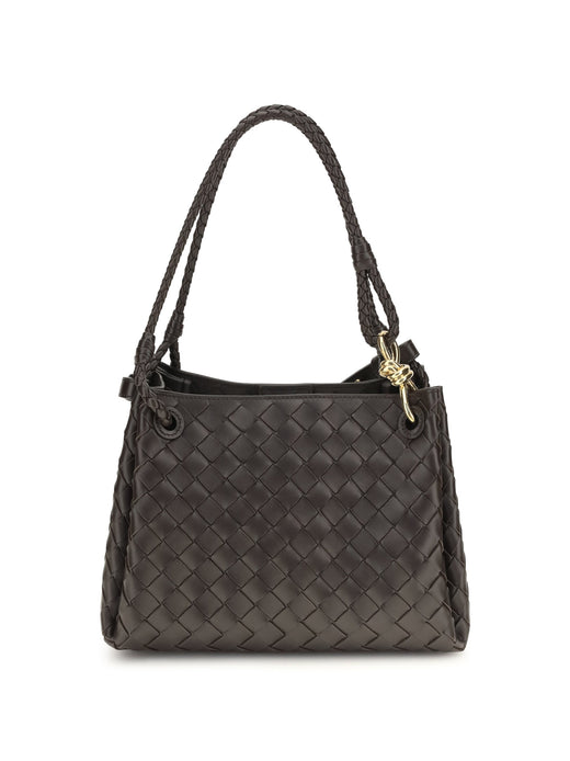 Bottega Veneta Shoulder Bag — Black Calf Leather