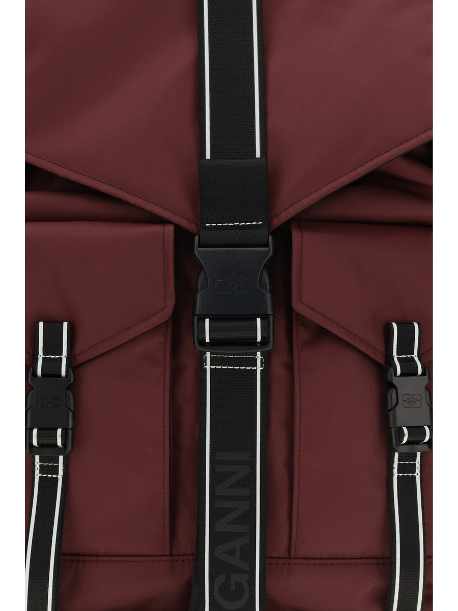 Ganni Re-Tech Backpack — Red Recycled Polyamide
