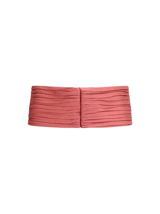 Valentino Garavani Satin Pleated Waist Belt — Pink Viscose