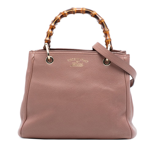 Small Calfskin Bamboo Shopper Satchel - Image 1