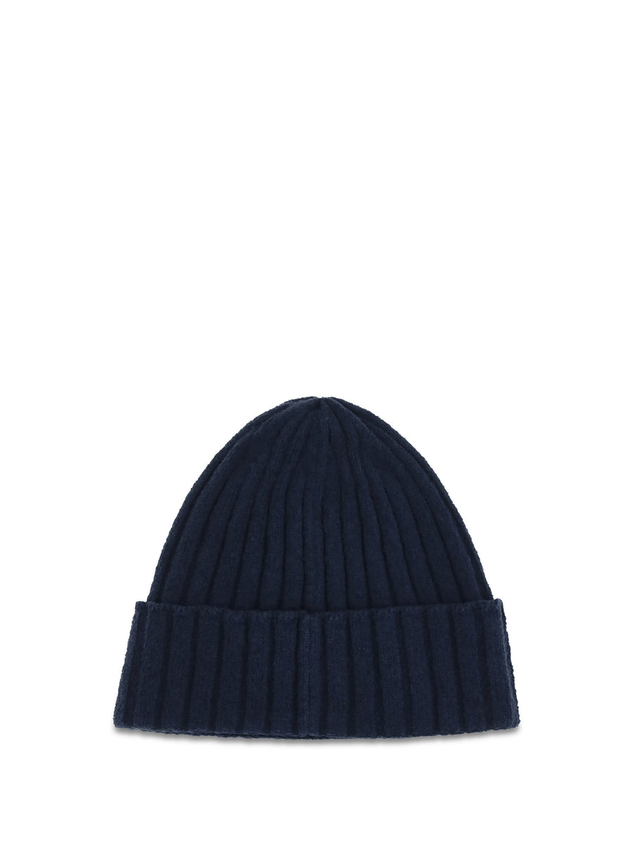 Dolce & Gabbana Gx64ktjgmlk Ribbed Wool Beanie — Navy (ovis Aries) Beanies