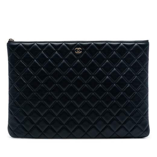 Large Quilted Lambskin O Case Clutch - Image 1