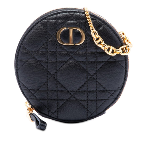 Calfskin Cannage Round Caro Pouch with Chain - Image 1
